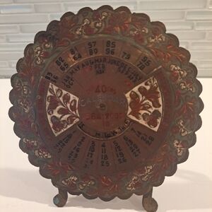 Brass 40 Year Calendar With Attached Stand 1964 To 2003